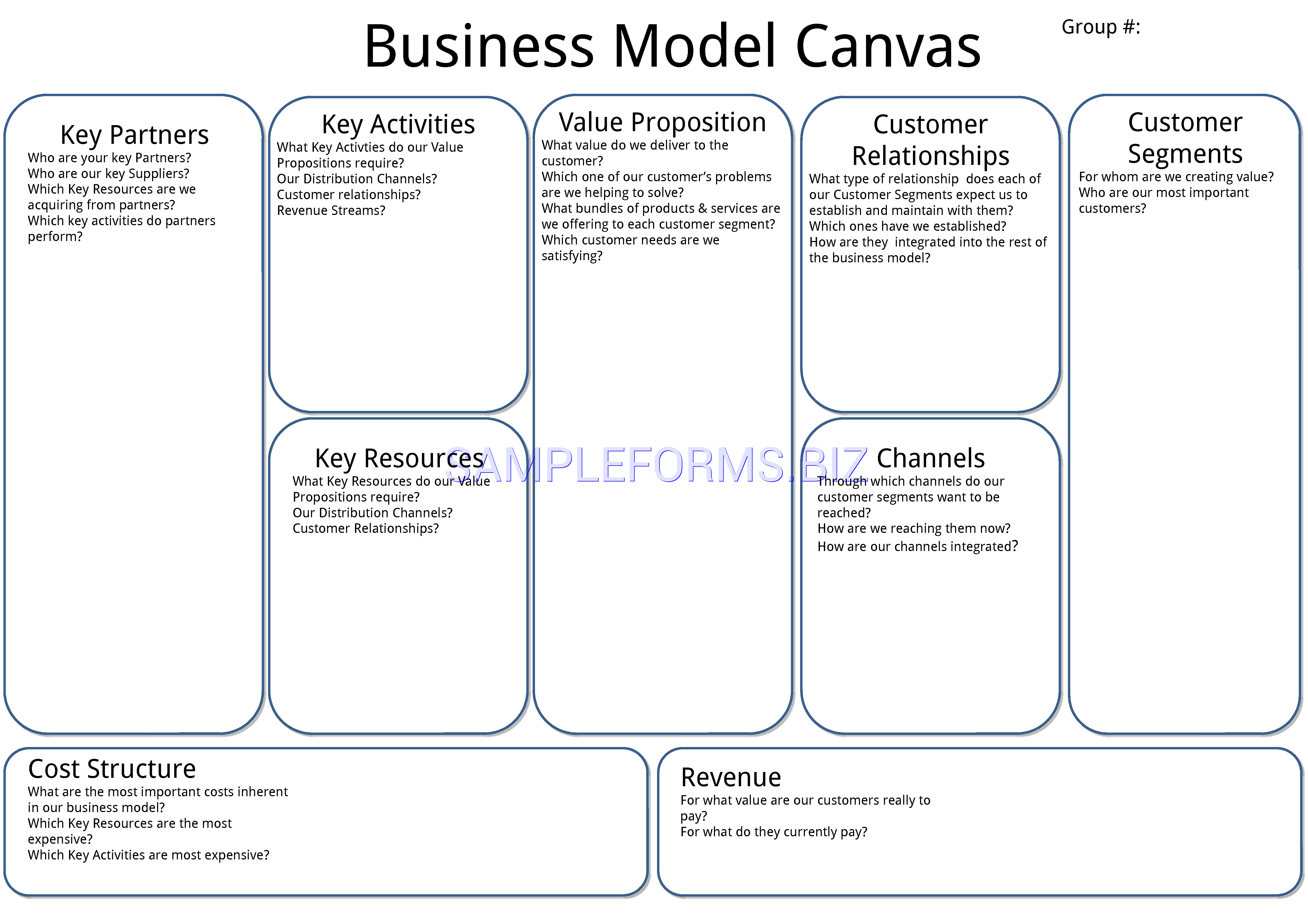 Preview free downloadable Business Model Canvas 1 in PDF (page 1)